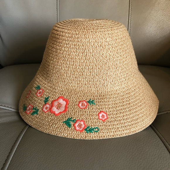 Janie and Jack Other - Janie and Jack Palm Paradise Embroidered Straw Summer Hat Size 12-24 mo